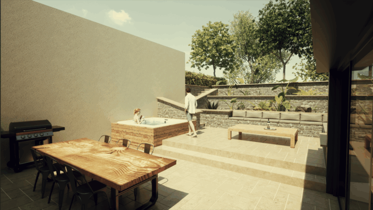 terrasse en paliers et véranda
